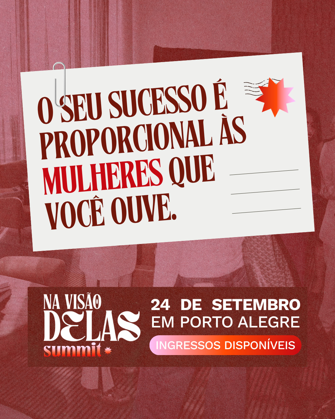 Na Visão Delas Summit — 24 de setembro em Porto Alegre, ingressos disponíveis